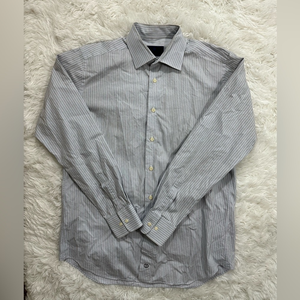 David Donahue Men’s Long Sleeve Button Up Dress Shirt Size XL | White / Brown - Picture 1 of 5